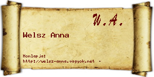 Welsz Anna névjegykártya